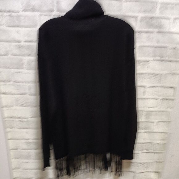 Michael Kors Black Cowl Neck Sweater with Fringe - Picture 3 of 3